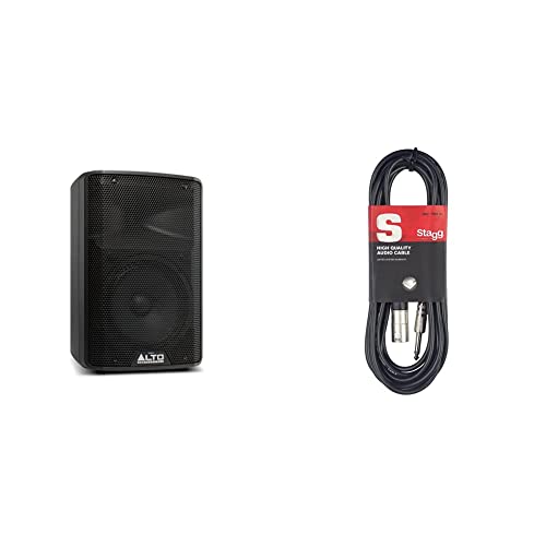Alto Professional TX308 - Enceinte Active 350W avec Haut-Parleur 8" pour Les Musiciens, DJ, Bars, Concerts & Stagg SAC3PXM DL Câble d'Instrument Deluxe XLR Mâle à Jack 3 m Noir Cover