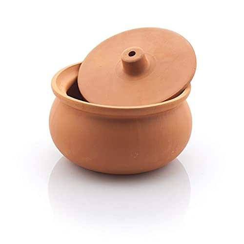 Cocotte traditionnelle en terre cuite traditionnelle turque en faïence espagnole naturelle avec couvercle 16 cm