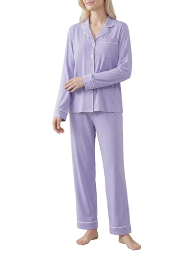 Pintage Women's Petite Cotton Pajama Set Petite Length Pjs L Purple