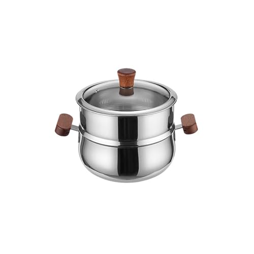 Ollas de acero inoxidable aptas para lavavajillas, tapa de vidrio, utensilios de cocina para hacer sopas, ollas de vapor con mango resistente al calor