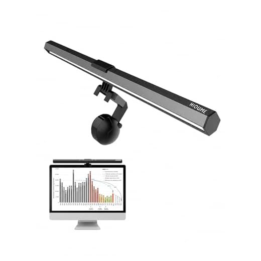 HIOUME Monitor Light Bar, USB Powered LED Computer Light for Desk/Office/Home, 3 Adjustable Color Temperature, 10 Dimming Brightness Levels, No Screen Glare, Black