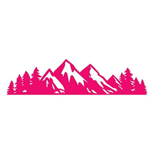 Image of Mountain Tree Forest Vinyl Decal for Car (Pink) (Set Of 2) RV Camper Waterproof Small Mountain Car for Bumper Door Panel Car Decal Laptop Tuber Wall Window Phone Mug Accessory Decoration