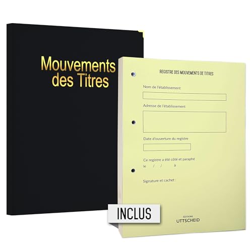 Registre actionnaires mouvements des titres UTTSCHEID classeur pour éviter les erreurs de suivi