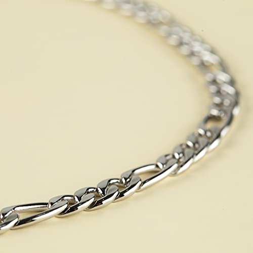 Jabogrii 16.4Ft Silver Twisted Cuban Chain Spool Thick Stainless Steel Figaro Chain Roll Unwelded Necklace Bulk Chain With Jump Rings Lobster Clasps For Men Women Jewelry Making #TOP6