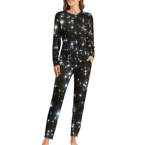 Ensemble de pyjama femme Blanc Brillant en coton respirant manches longues
