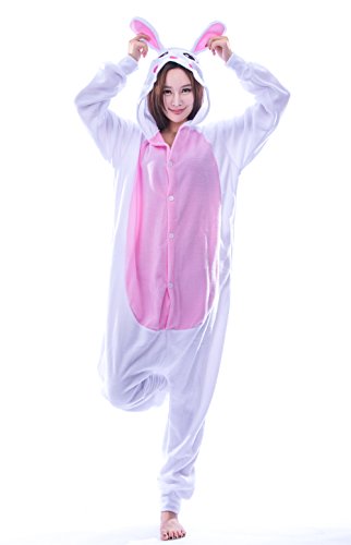 UreeUine Compatible Adult Animal Kigurumi Cosplay Costumes Easter Bunny Pajamas P/White L Replacement for