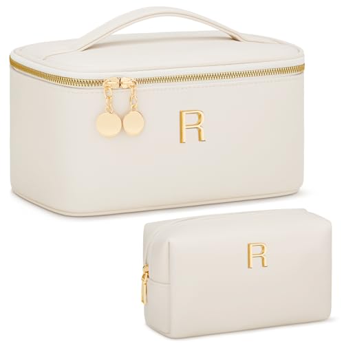 CLOUDWINGS Personalized Initial Travel Makeup Toiletry Bag Gifts for Women