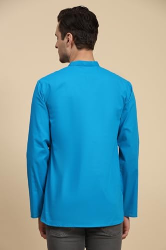 Image of SKAVIJ Men's Long Sleeve Short Tunic Ethnic Wear Cotton Kurta