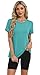 NIASHOT Womens T Shirts Pilates Outfits for Women Gym Clothes for Woman Summer Women's Clothing Athletic Tops Athletic Gym Loose Fit Activewear,Tshirts Aqua M