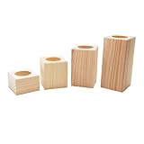 Set di portacandele in legno non trattato