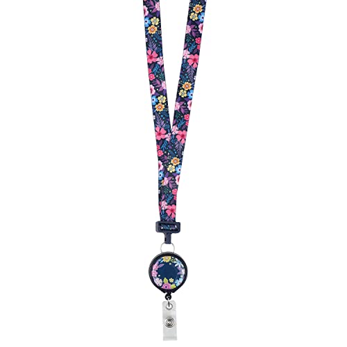 Id Avenue Lanyards For Women 19" Ribbon Lanyard Id Card & Key Holder With Badge Reels Retractable For Nurses Office Workers Teachers Students Breakaway Lanyards For Id Badges (Vibrant Wildflowers) #TOP1