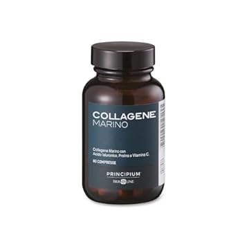 BIOS LINE Principium Collagene Marino, Integratore Alimentare Collagene Marino con Acido Ialuronico e Vitamina C, Previene la Formazione delle Rughe, 80cpr