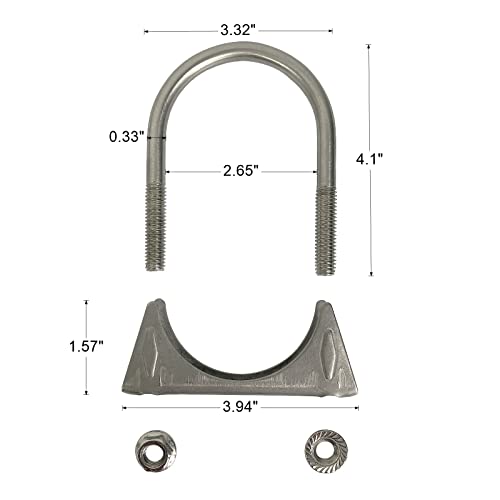 Elifecenter CLUEI S212 Heavy Duty 2.5 Inch Muffer Clamps Exhaust 2 1/2 Inch Stainless Steel U Bolt Clamp thumb #1