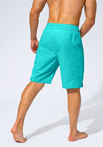 Men's Swim Trunks Quick Dry Board Shorts with Zipper Pockets Beach Shorts Bathing Suits for Men - No Mesh Liner(Cyan,XL)4