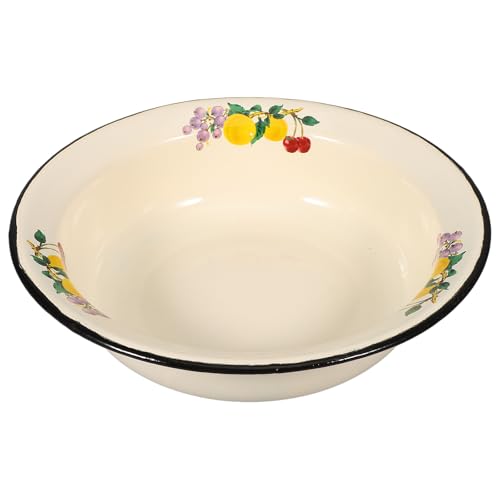 Cabilock Bol Esmaltado Vintage Grueso de Cuenco Profundo para Sopa y Ensalada Cuenco para Mezclar de Esmalte con Textura Delicada para Almacenamiento y Uso Diario