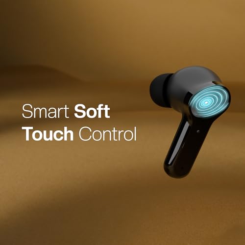 Image of JUST CORSECA Sounddrum Wireless Earbuds | Bluetooth 6.0 | 10mm Dynamic Drivers | 40H Playtime | Type-C Fast Charging | Smart Touch Control | Deep Bass & Clear Calls | Lightweight TWS Earbuds (Black)
