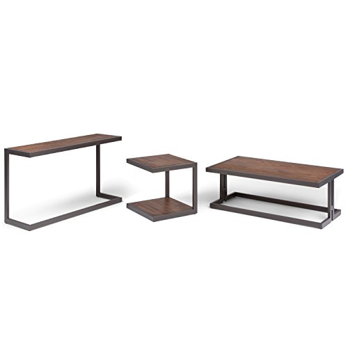 Simpli Home Erina Solid Acacia Wood and Metal 24 inch Wide Rectangle Modern Industrial End Side Table in Rustic Natural Aged Brown - Thumbnail 7