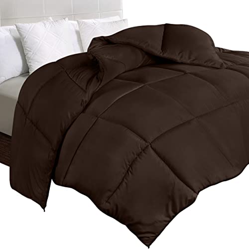 Utopia Bedding Comforter Duvet Insert - Quilted Comforter with Corner Tabs - Box Stitched Down Alternative Comforter (Queen, Chocolate)