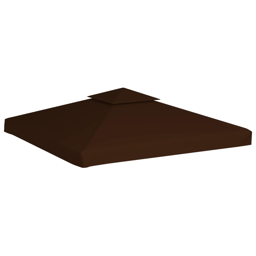vidaXL Toile Supérieure Double de Belvédère Toit de Chapiteau Gazebo Jardin Terrasse Extérieur Protection Contre Le Soleil 310 g/m² 3x3 m Marron