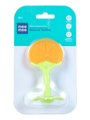 Image of Mee Mee Silicone Infant Teether - Yellow and Green