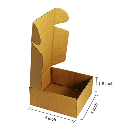 YNK Flat Brown Corrugated Sturdy Shipping Boxes Size : 4"L x 4�W x 1.5"H - pack of 100 3
