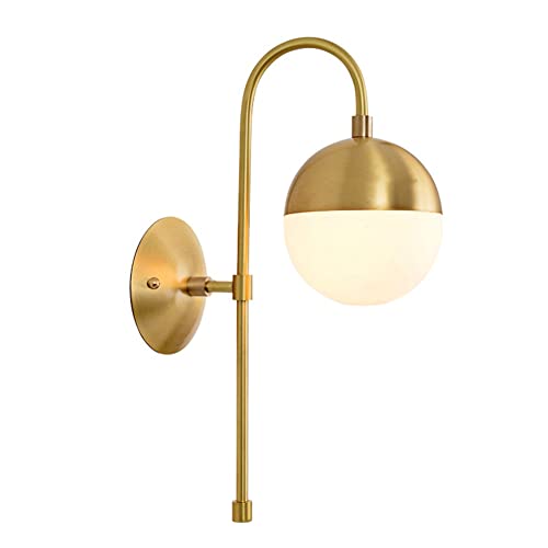 Lámpara de techo, aplique de pared, iluminación de pared, lámpara de pared de vidrio con globo dorado, aplique de pared moderno minimalista de latón cepillado, iluminación de pared para dorm