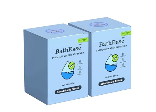 BathEase Premium Water Softener (For Ground and Borewell Water) | Immediately Reduces Hardness and Balances pH | Helps with Hair Loss Due to Hard Water | Brightens Dull Skin Due to Hard Water | Easy to Use - Pack of 2 (16 sachets)