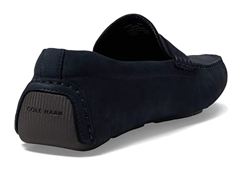 Image of Cole Haan Men's Grand Laser Driver Penny Loafers, Navy Ink Nubuck /Pavement, 9.5-W US