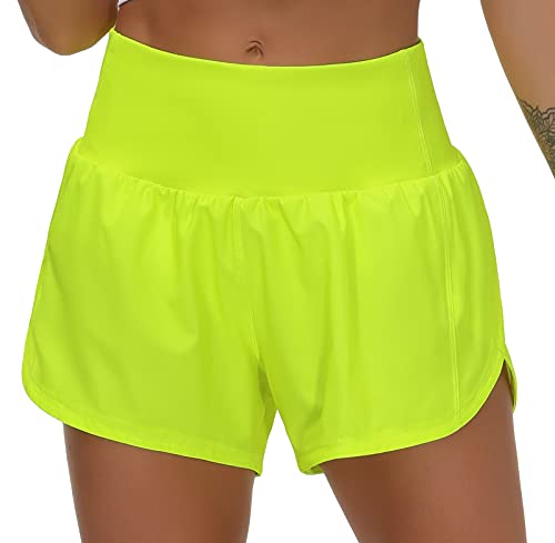 Image of THE GYM PEOPLE Womens High Waisted Running Shorts Quick Dry Athletic Workout Shorts with Mesh Liner Zipper Pockets