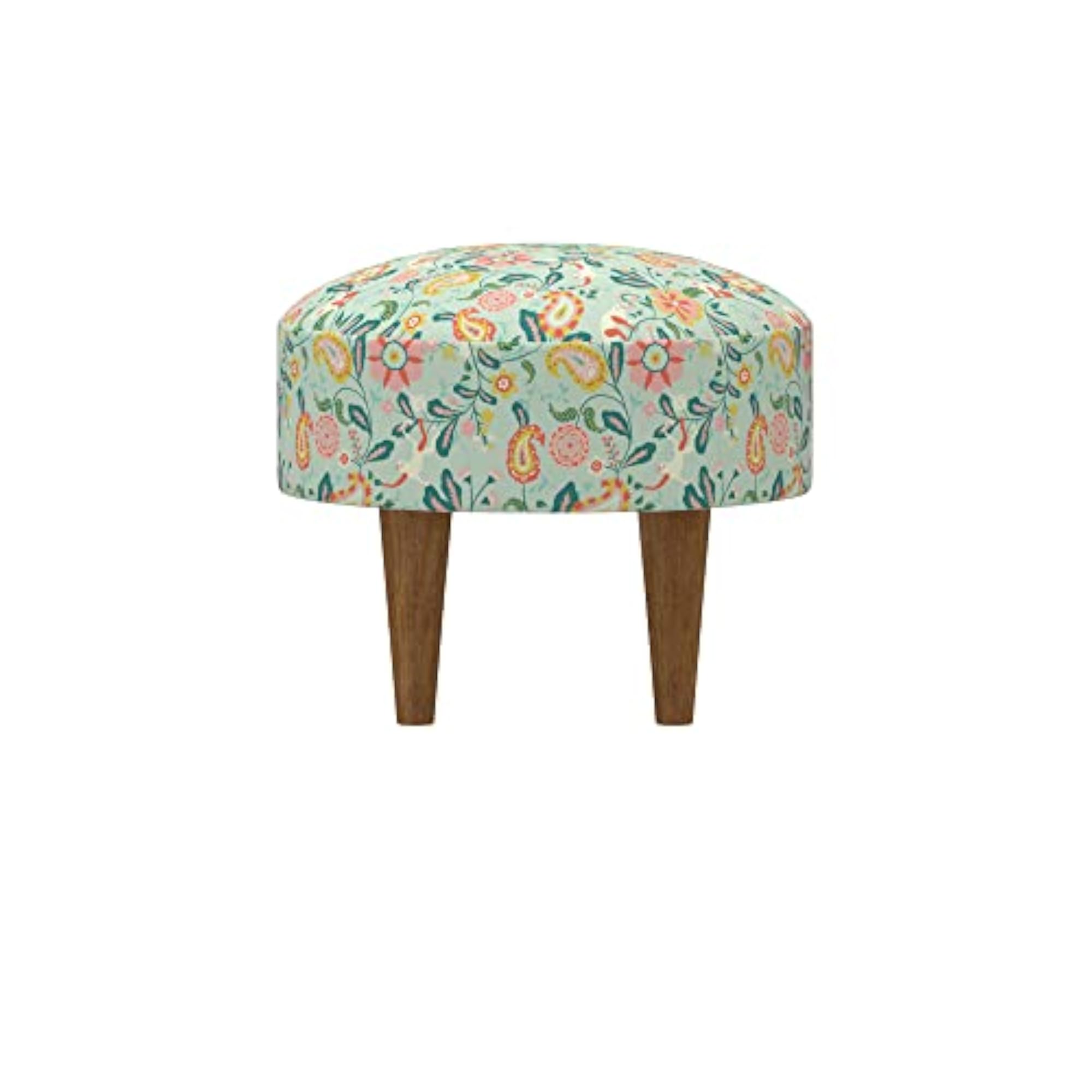 Begum Footrest in Indian Summer Design, Mango Wood