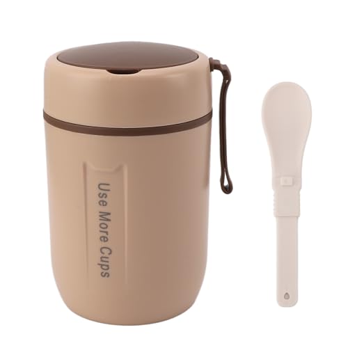 ANKROYU Tarro de comida aislado sellado de 600 ml, taza de sopa térmica de acero inoxidable, recipiente de comida aislado a prueba de fugas, tarro de comida de boca ancha para (Khaki)