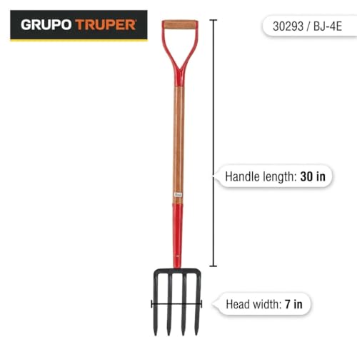 Truper Horca de Jardín con 4 Dientes y Mango D de Madera 30" miniatura 2