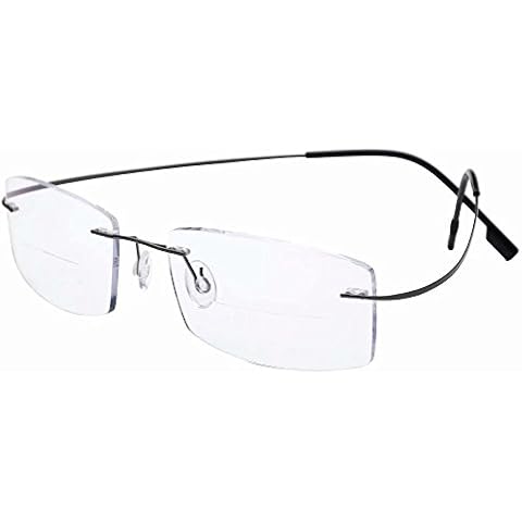 HUIHUIKK Lightweight Rimless Frame +2.00 Bifocal Reading Glasses Gray Readers Spectacles w Case New! Cover