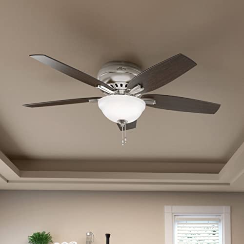 Hunter Fan Company, 53315, 52 Inch Newsome Brushed Nickel Low Profile Ceiling Fan With Led Light Kit And Pull Chain #TOP2