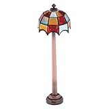 Mini Dollhouse Floor Tiffany lamp, LED Miniature Lighting for Dolls House Decor, Functional Light, Furniture Accessories