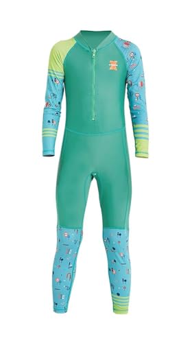 Kids Swimsuit UPF 50+ UV Sun Protective One-Piece Long Sleeve Sunsuit Stretch Swimwear Green L