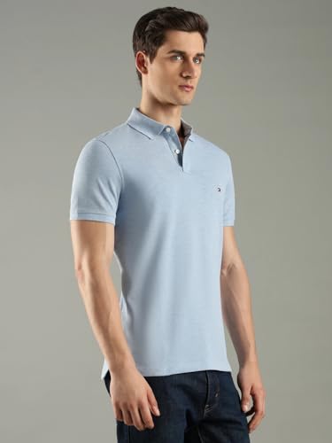 Image of Tommy Hilfiger Solid Regular fit Cotton Polo t-Shirt