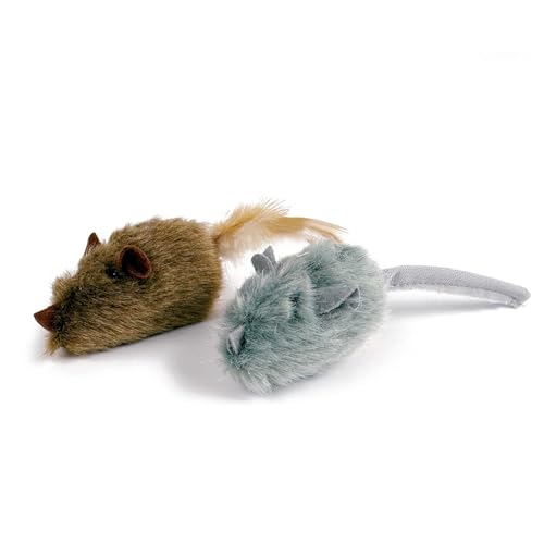 TTcat 2 Pack Squeaky Furry Mouse Cat Toys with Silvervine Realistic Fluffy Mice Kitten Interactive Hunting Toy Noise-Making Cat Prey Toy for Indoor Cats Boredom Relief Teaser Chew Toy.