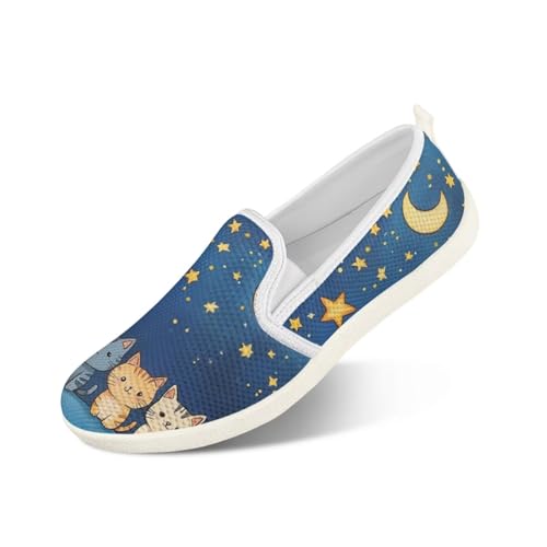 JoyLamoria Cartoon Cat Print Causal Sneakers Womens Sport Shoes Slip On Loafer Flats reathable Lightweight Walking Shoes Footwear3