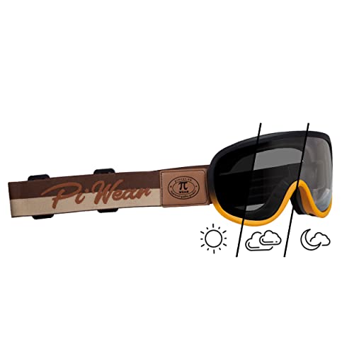 PiWear Arizona Orange 24DCL | selbsttönende Motorradbrille für Brillenträger gepolstert winddicht retro Crossbrille