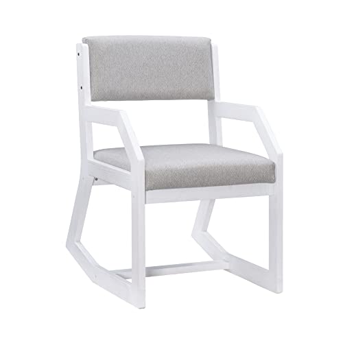 Linon Home Decor Products Karlee White 2 Position Sled Base Chair with Grey Upholstery by Linon Home Decor - Used condition - US$189.78