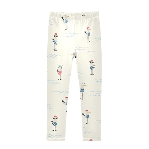 Cute Seagulls Girls Leggings,Workout Leggings for Girls Toddler Athletic Legging Size for 3-10T