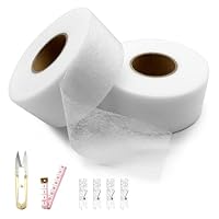 Saumband zum Aufbügeln Bügelband für vorhänge - Bügelband hose kürzen, Saumband selbstklebend, Nahtband zum Aufbügeln, hemming tape, mit 4 Nähklammern, Maßband und Schere, 40mm x 50M x 2 Rollen