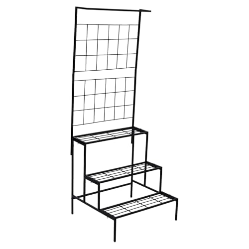 Image of Plant Stands for Outdoor Balcony, Flower Pot Stand for Indoor Plants, Large Metal Planter Stand for Living Room, home decor, Indoor & Outdoor plants (Black)