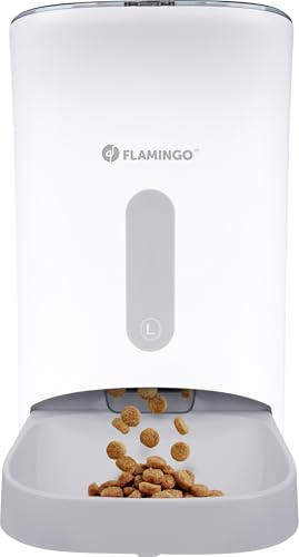 Materiale: plastica Flamingo DISTRIBUTORE Automatico di Cibo con Timer Digitale ODION Bianco 4,5L