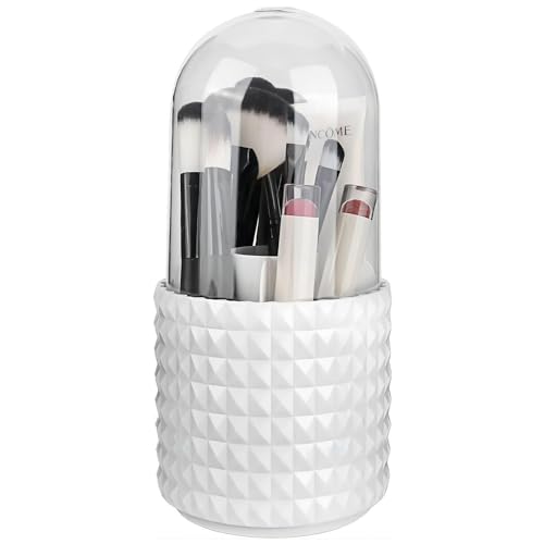Make Up Organiser 360° Rotatable Cosmetic Organiser with Lid, Makeup Brush Holder Organiser