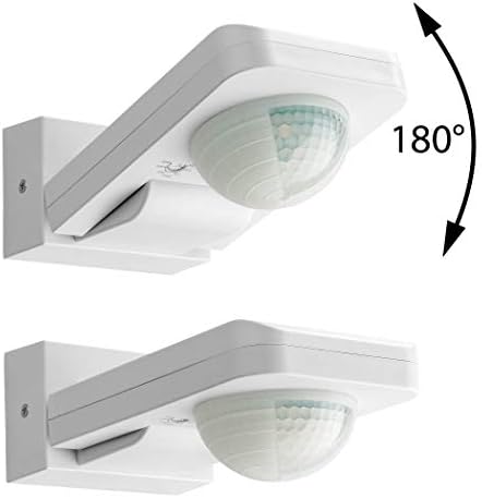 SEBSON 2x PIR Sensor Outdoor IP65, Surface Ceiling Wall mounted, LED light suitable, max. 20m / 360°, max. 2000/1000W, Infrared Motion Detector with 3 Sensores