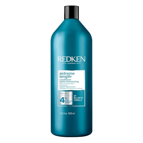 Redken Extreme Length Biotin Conditioner For Longer Hair – Promotes Healthy Hair Growth, Strengthens & Detangles Damaged Hair, Infused With Biotin & Castor Oil​