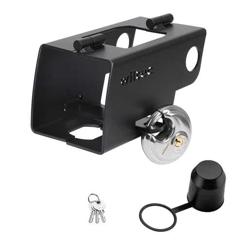 WilTec antivol de remorque avec système à charnière, Cadenas 70 mm, Protection en Acier Contre Le vol pour attelage