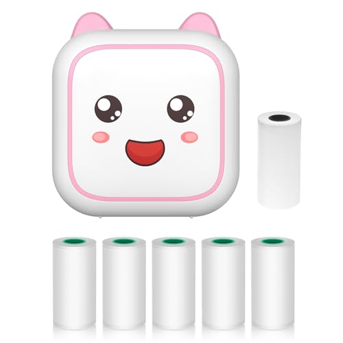 ACAGALA Mini Thermal Printer Multifunction Portable Sticker Maker Instant Photo Inkless Printing Support BT Connection for Smartphone with 1 Paper Roll 57mm Compatible with iOS Android System